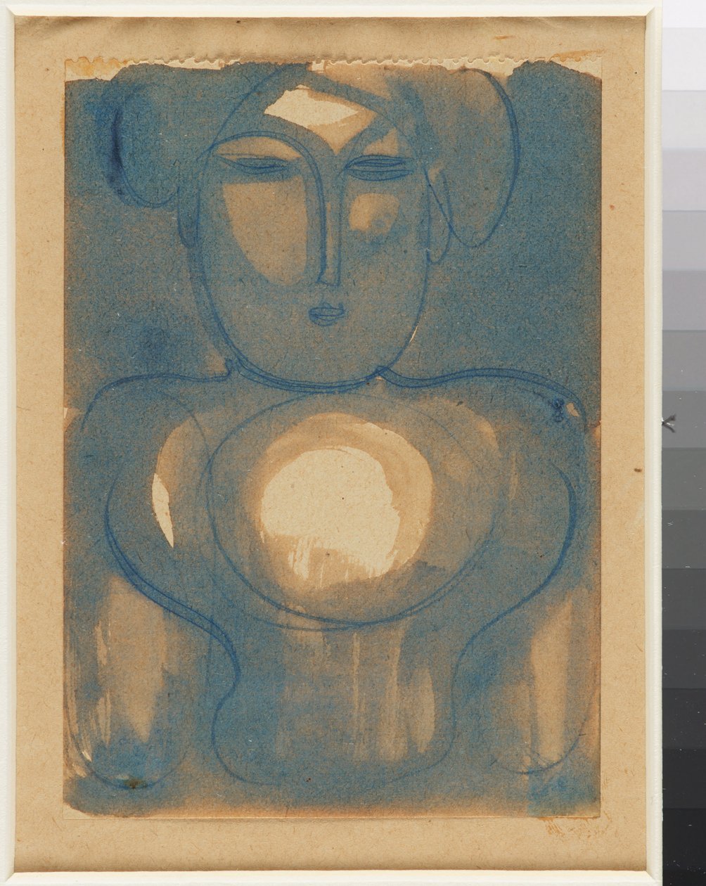 Halbfigur mit Licht auf Stirn und Brust af Oskar Schlemmer