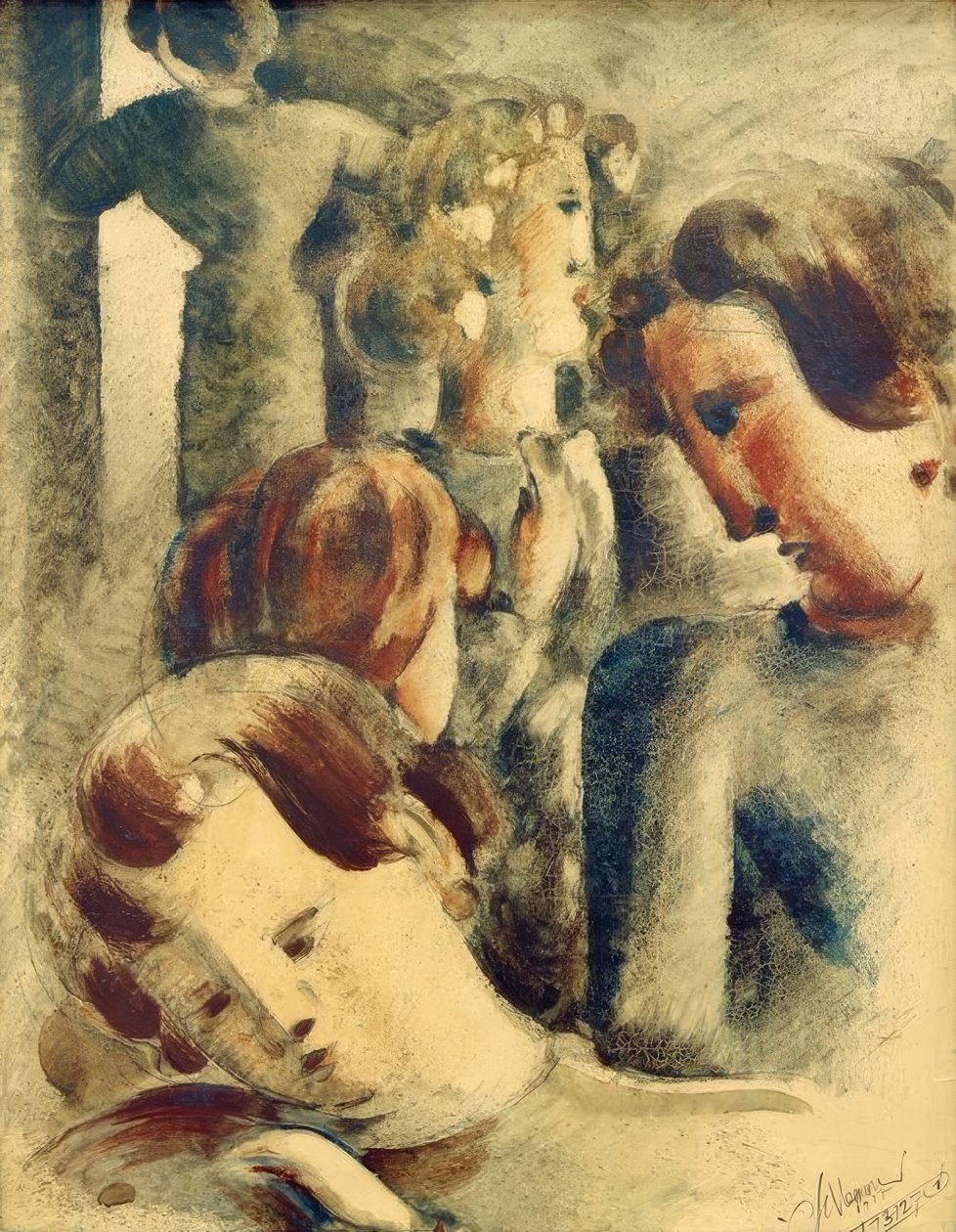 Lys gruppe med blå blond af Oskar Schlemmer