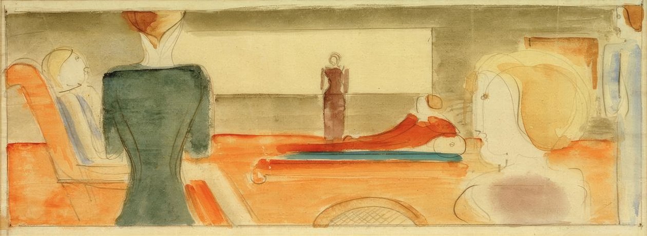 Interiør med seks cifre I. af Oskar Schlemmer