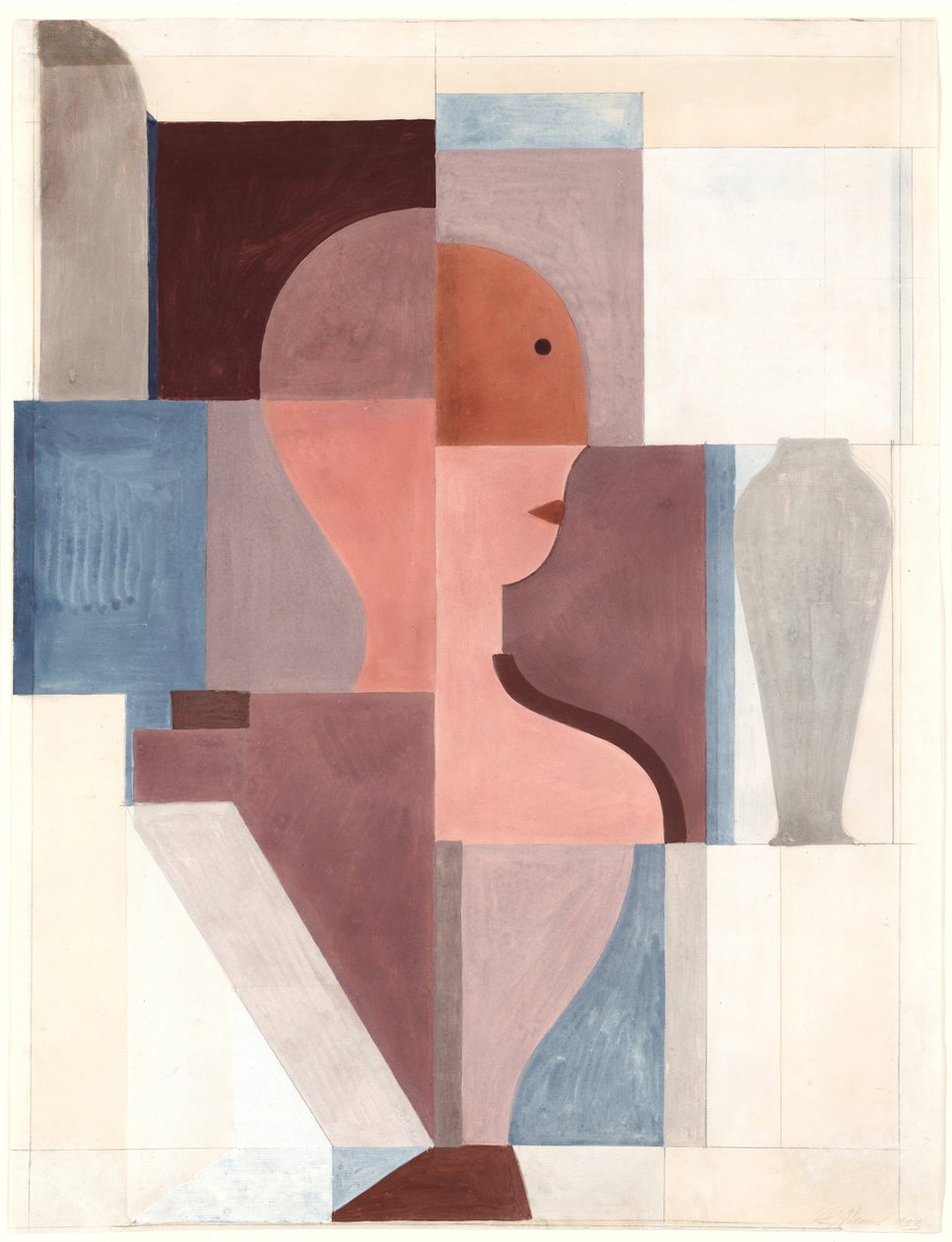 Delt halvfigur til højre, 1923. af Oskar Schlemmer