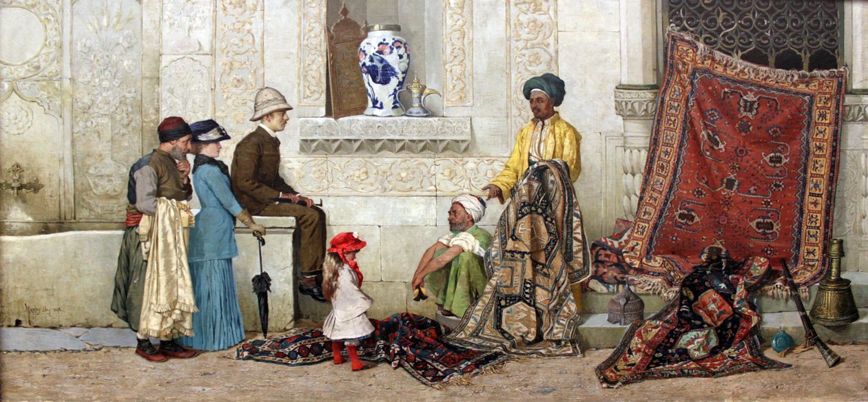 Persisk tæppehandler på gaden af Osman Hamdi Bey