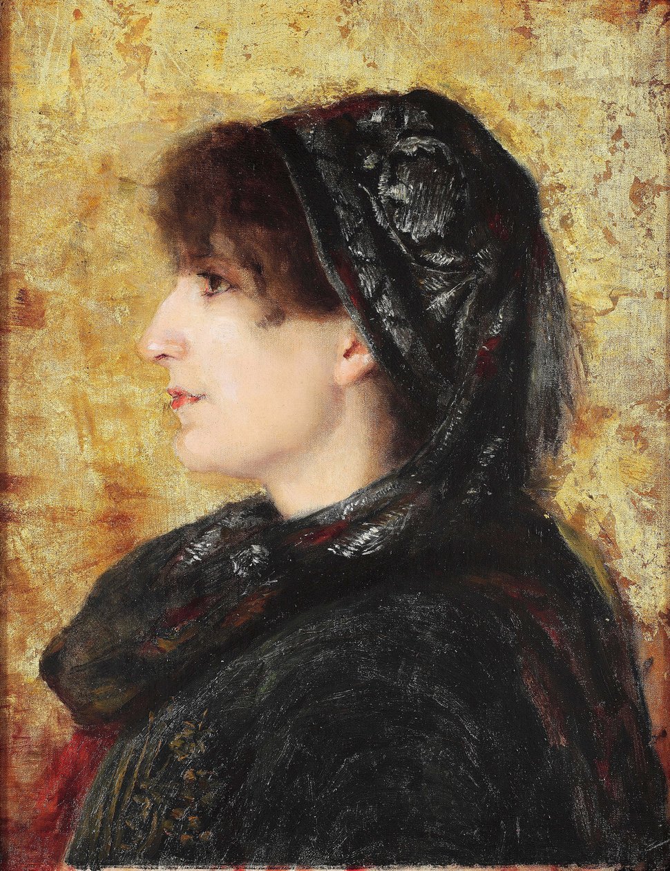 Portræt af Naile Hanim - Maleri af Osman Hamdi Bey (1842-1910) - 1910 - Olie på lærred - 52x41 - Sakip Sabanci Museum, Istanbul af Osman Hamdi Bey
