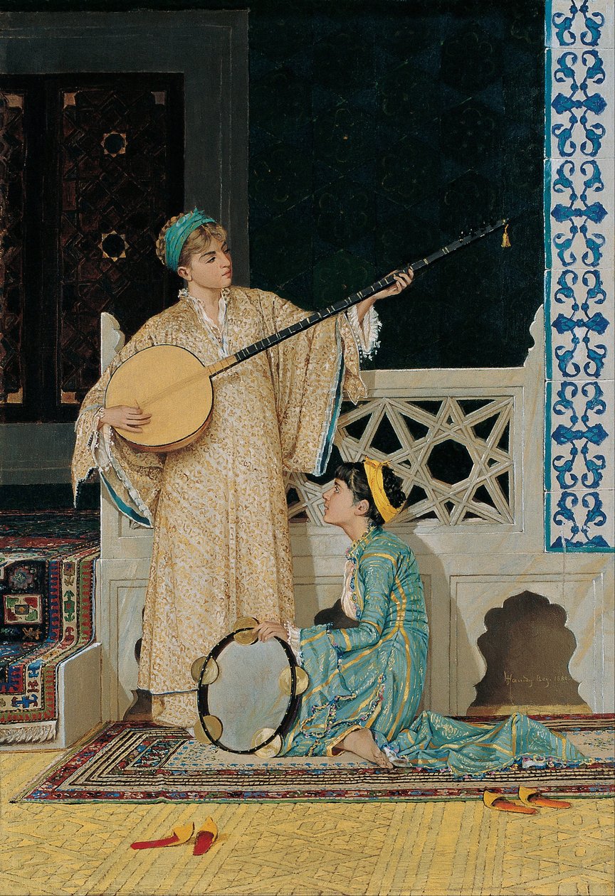 To musikerpiger, anden halvdel af det 19. århundrede. af Osman Hamdi Bey