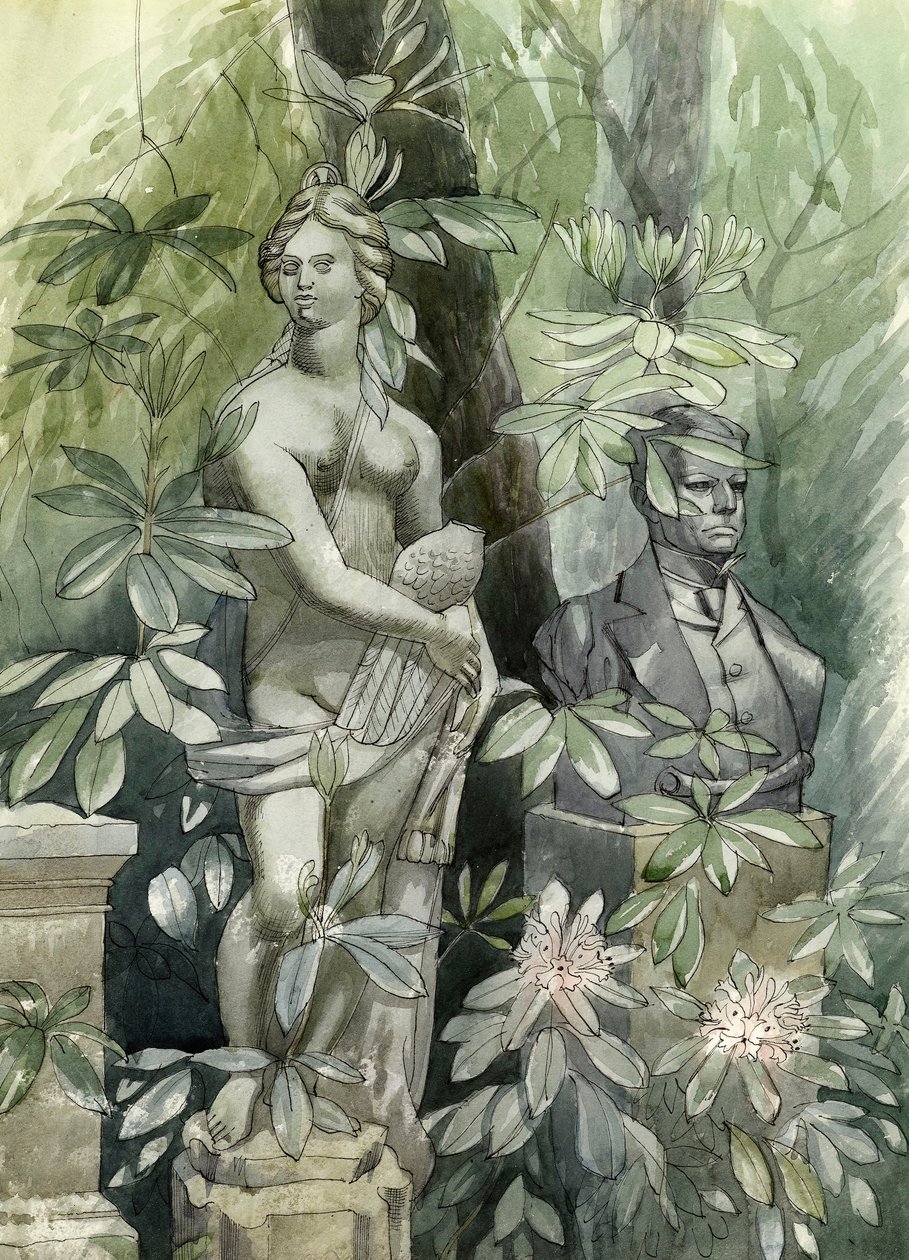 Diana and the Statesman, ca. 1960 (wc på papir) af Osmund Caine