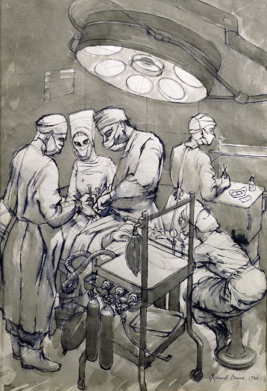 Operationsteatret, 1966 (wc på papir) af Osmund Caine