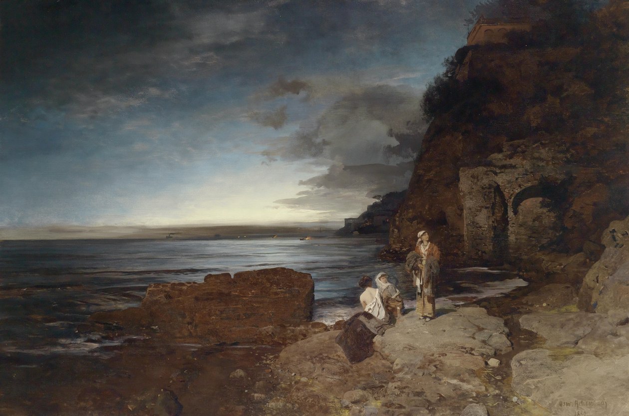 Aften på kysten af Oswald Achenbach