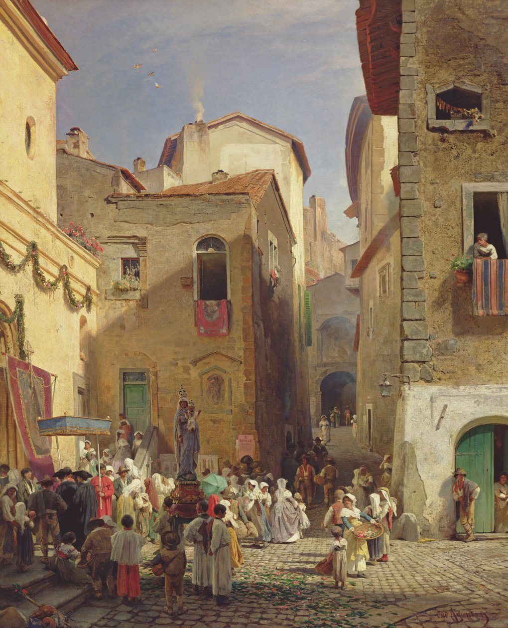 Vor Frue Festival i Gennazzano, Roman Campagna, Italien, 1865 af Oswald Achenbach