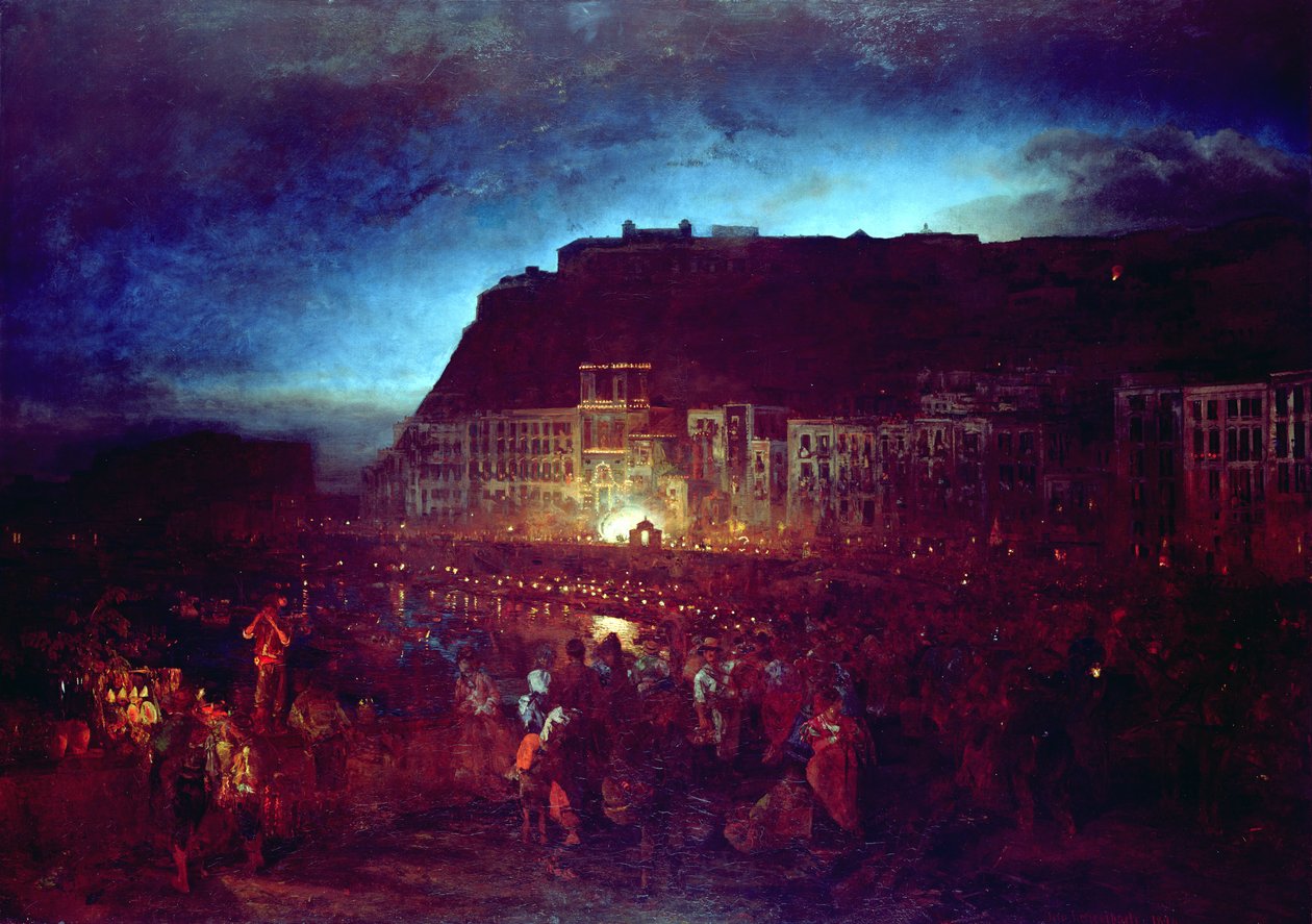 St. Lucia-festivalen i Napoli, 1874 af Oswald Achenbach