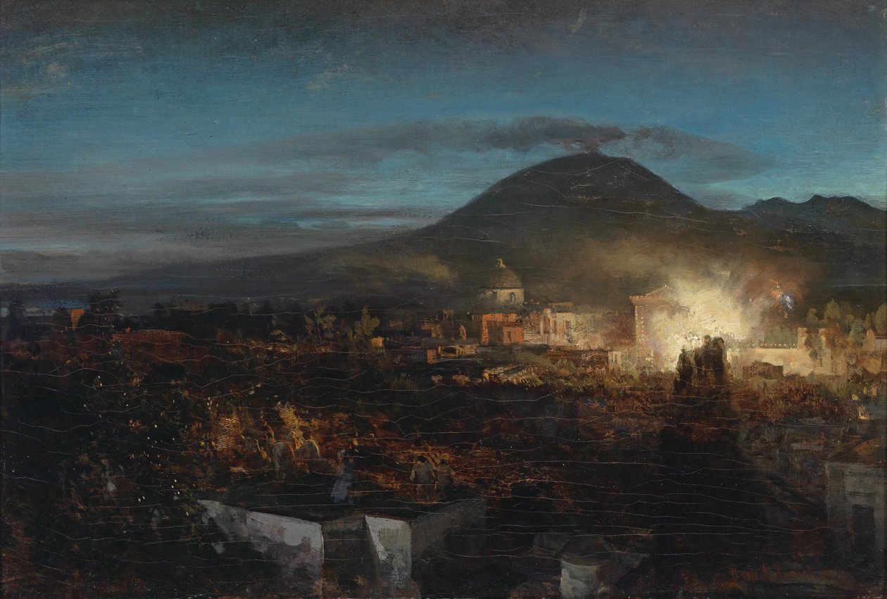 Fyrværkeri i Torre dell Annunziata nær Napoli af Oswald Achenbach