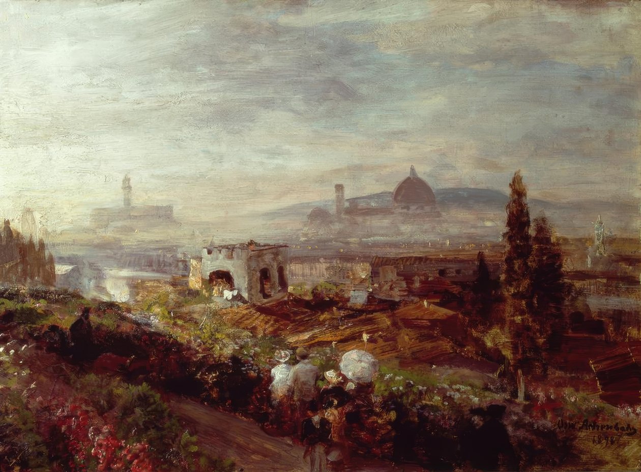 Udsigt over Firenze af Oswald Achenbach