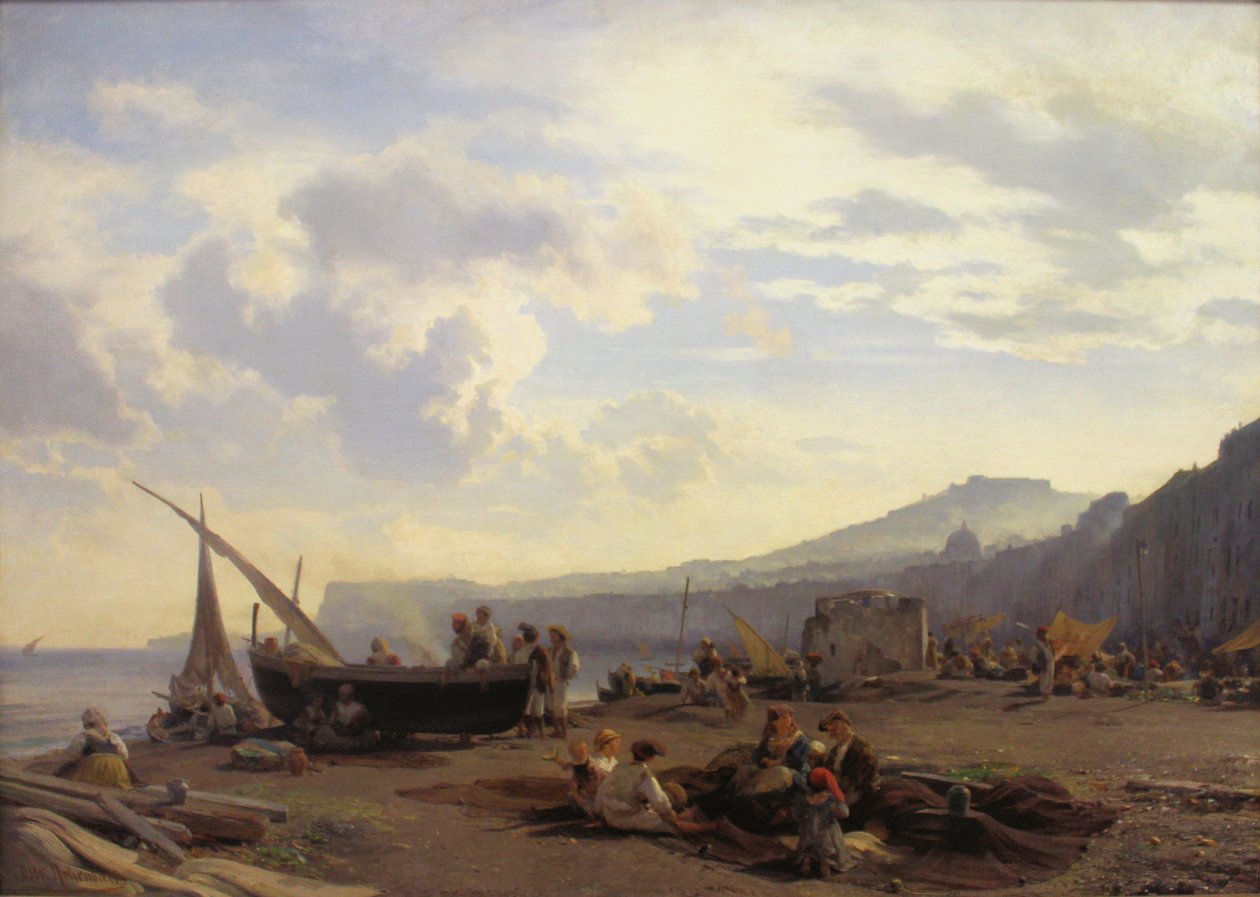 Chemnitz, Kunstsamlinger, Oswald Achenbach, Strandscene af Oswald Achenbach