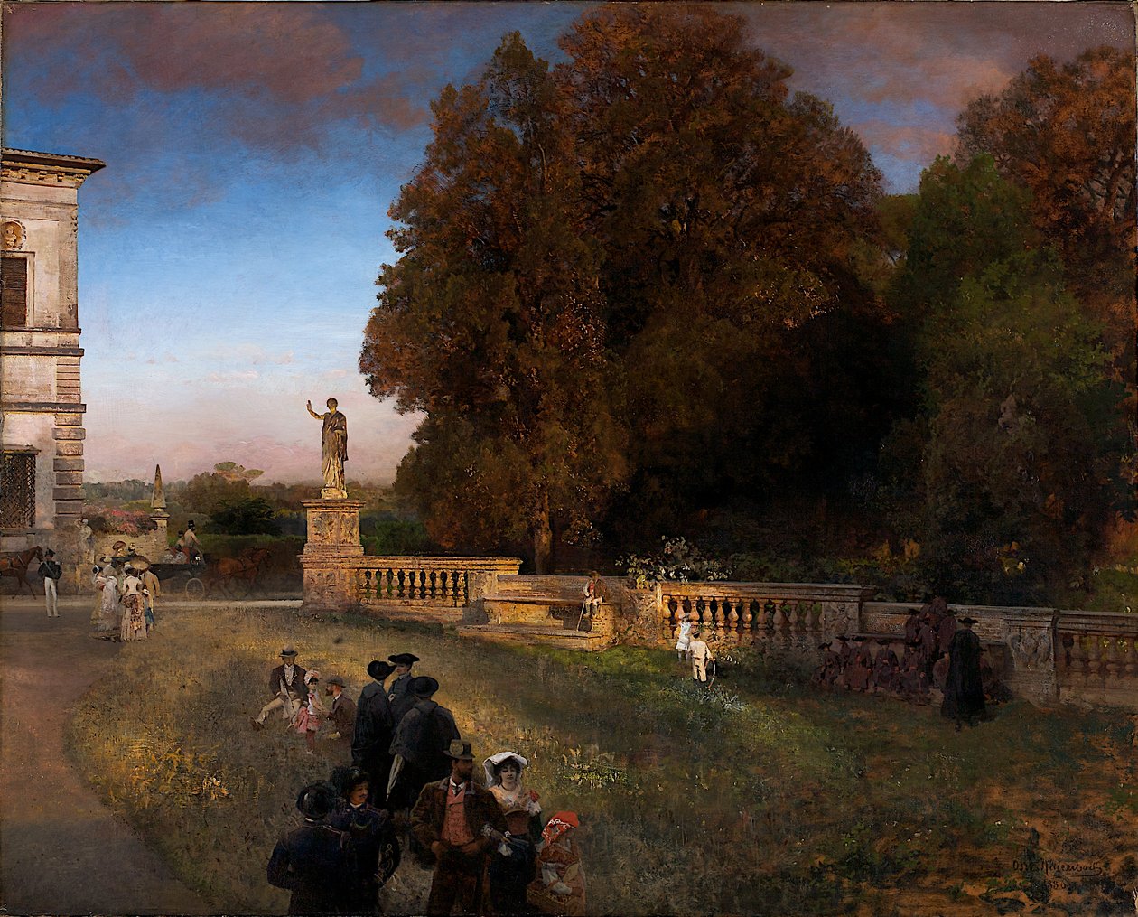 I parken ved Villa Borghese af Oswald Achenbach