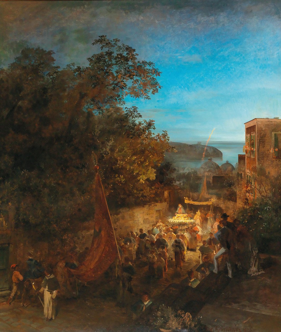 Ischia - Sankt Anne-festen, Casamicciola af Oswald Achenbach