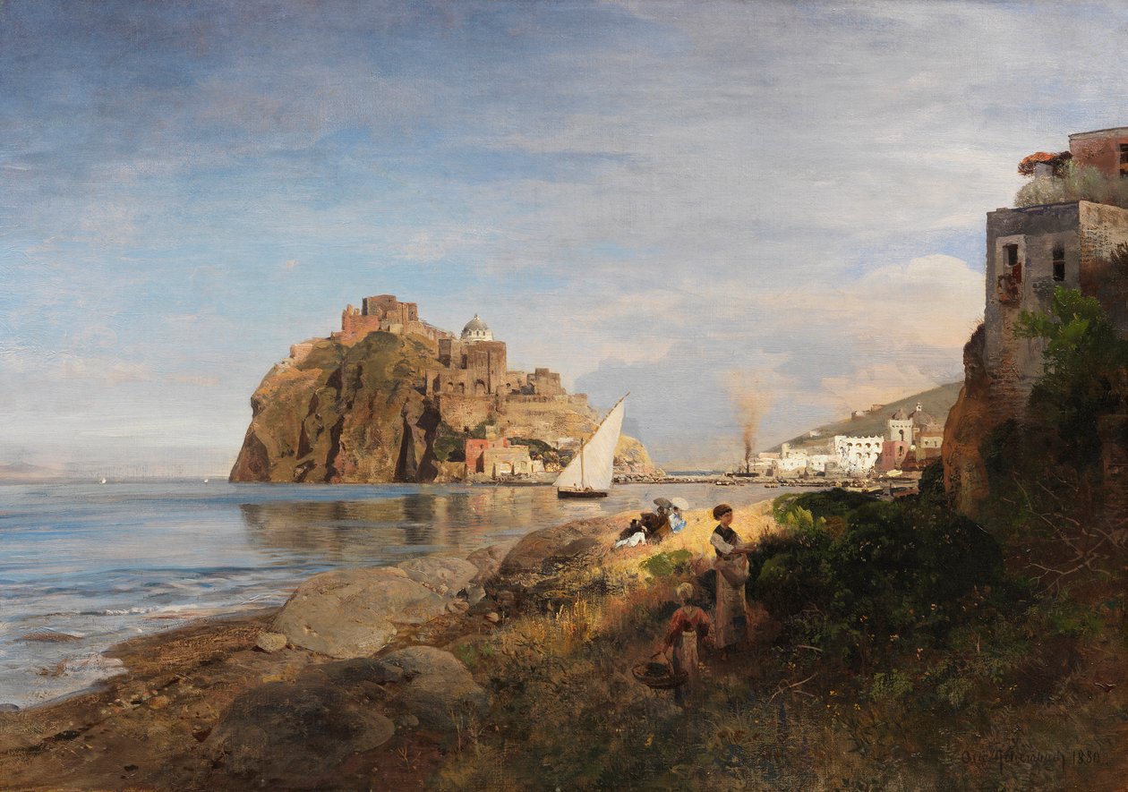 Oswald Achenbach Ischia med udsigt til Castello Aragonese 1880 af Oswald Achenbach