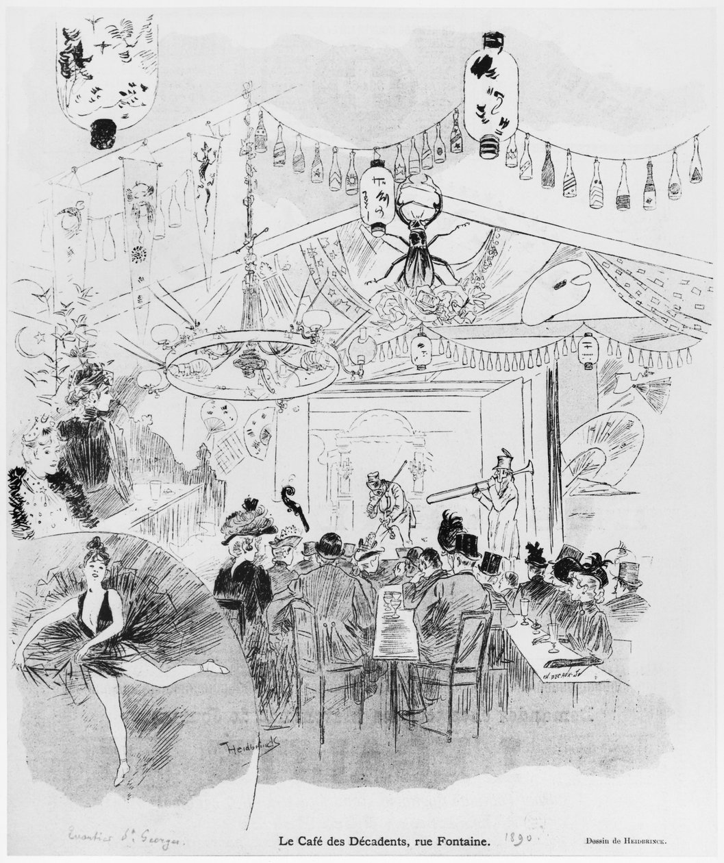 Cafe des Decadents, 16bis rue Fontaine, Paris, 1890 af Oswald Heidbrinck