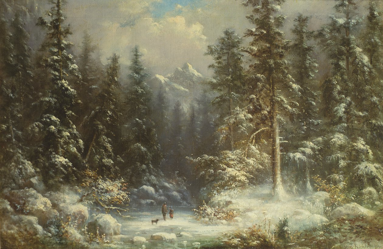 Forest Snow Scene, 1800-tallet af Oswald Richter