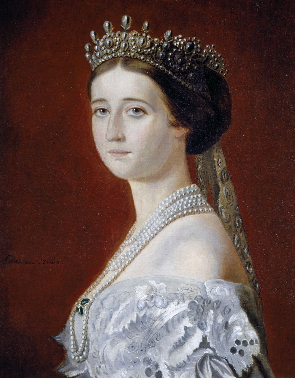 Portræt af Eugenie de Montijo (1826-1920), kejserinde af Frankrig, kopi af Oswald Brierly (olie på lærred) af Oswald Walters Brierly