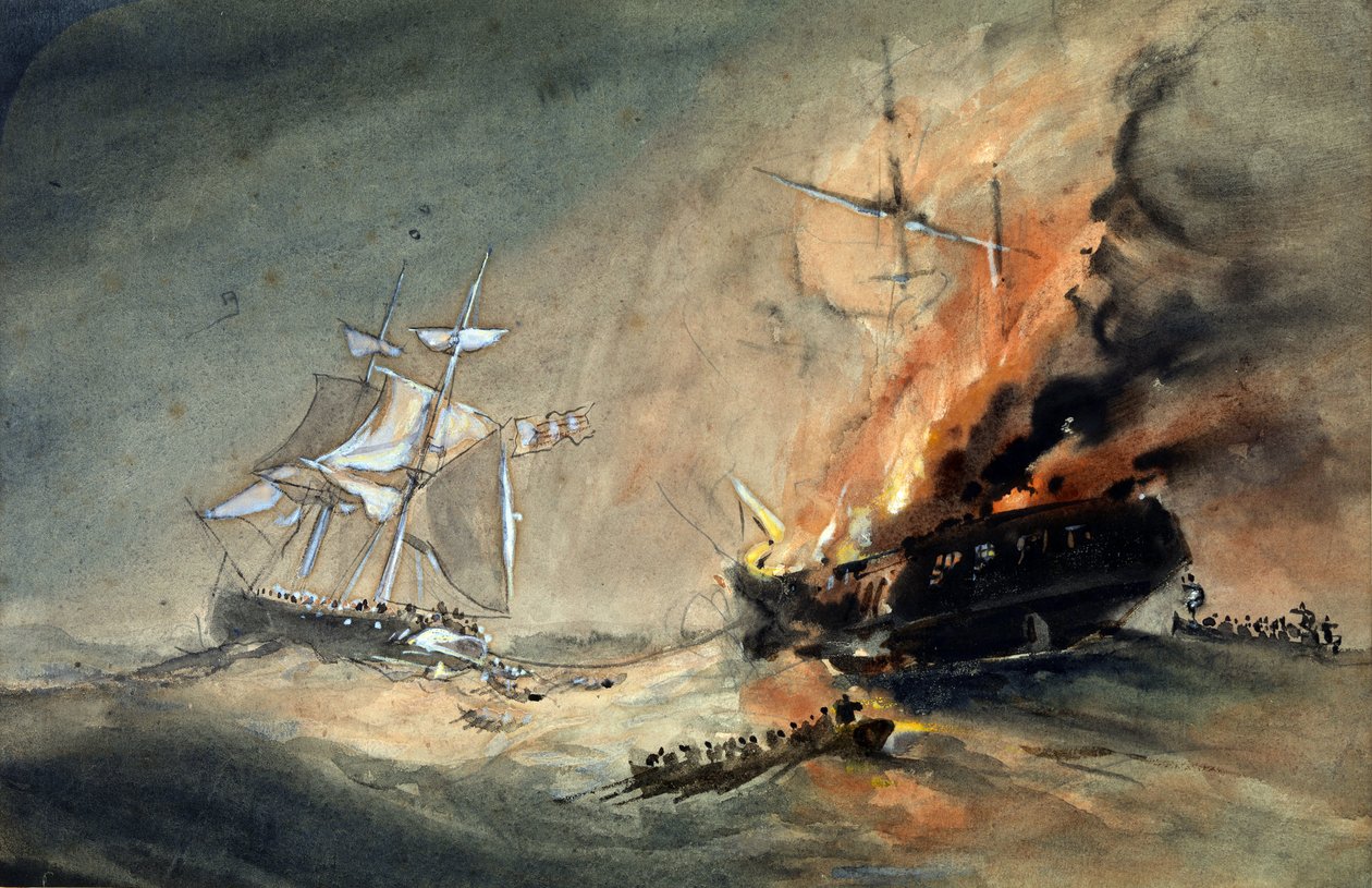 "Minnie Shiffer redder 600 passagerer fra Connaught i Atlanterhavet den 8. oktober. af Oswald Walters Brierly