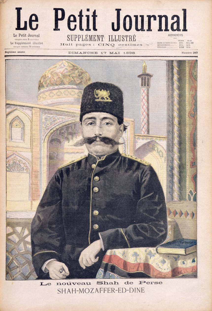 Portræt af Shah Mozzafer-ed-Din (1853-1907) illustration fra 