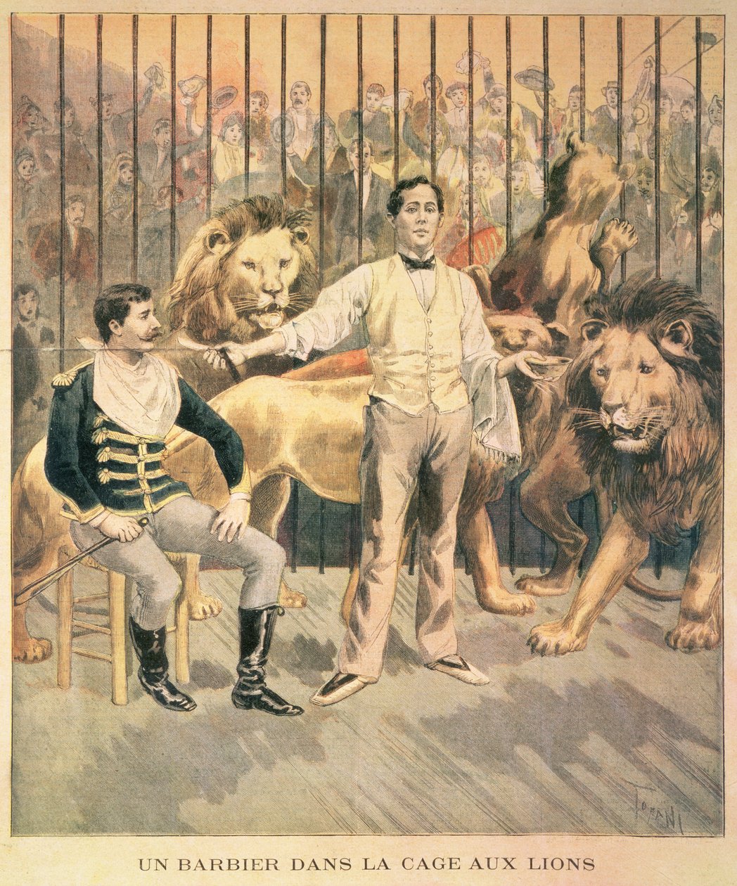 En Barber i Løveburet, 1894 af Oswaldo after Tofani