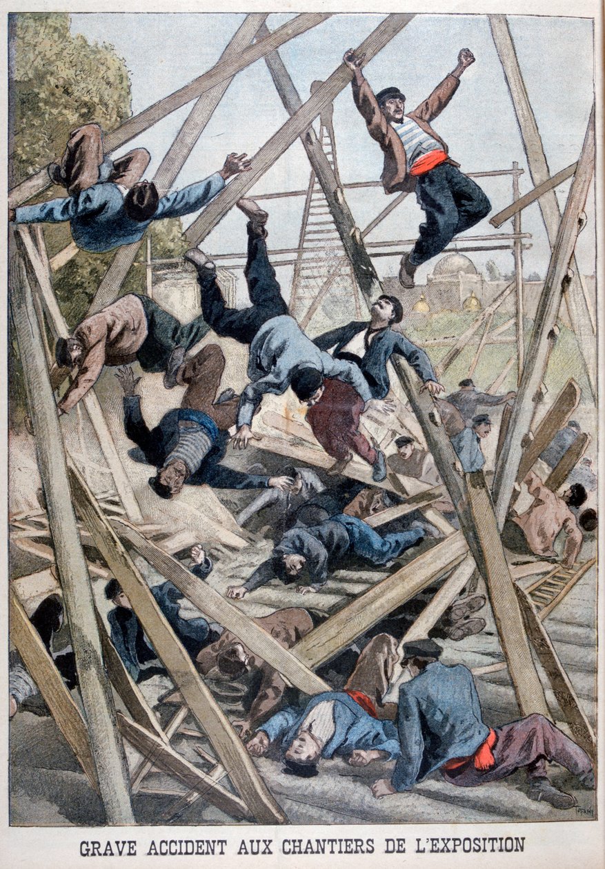 En alvorlig ulykke på byggepladsen til Exposition Universelle, Paris, 1900, 1899 af Oswaldo Tofani