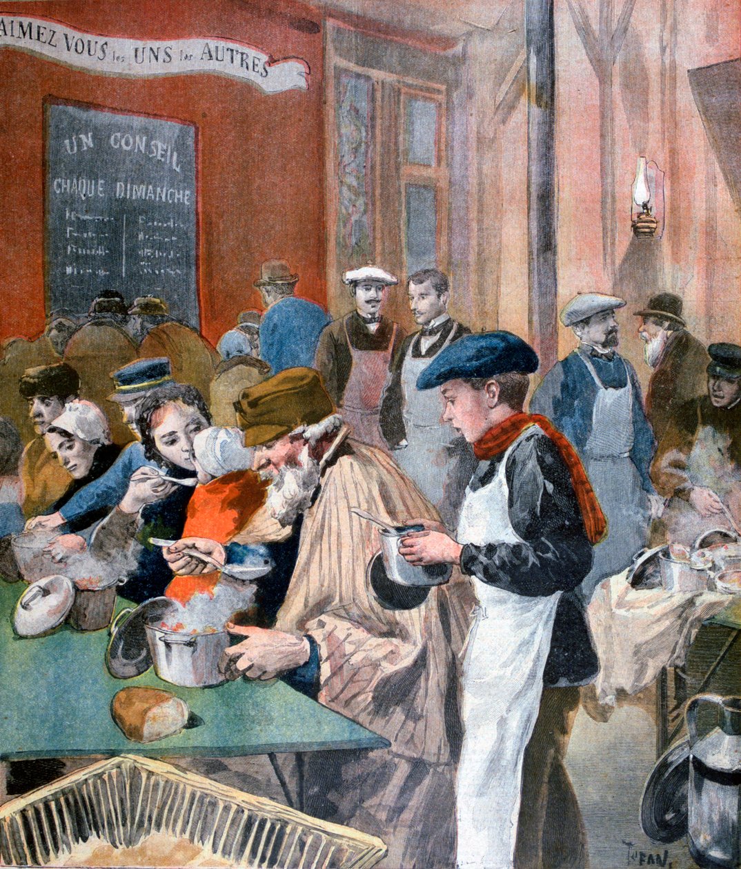 Studenternes velgørenhed, suppekøkkenet i Butte-aux-Cailles, Paris, 1894 af Oswaldo Tofani
