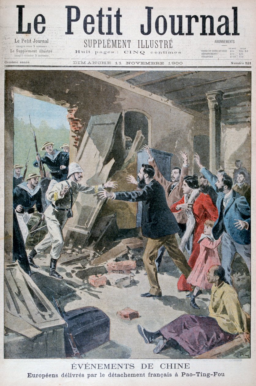 Europæere reddet af en afdeling af franske marinesoldater, Pao Ting Fou, Kina, 1900 af Oswaldo Tofani
