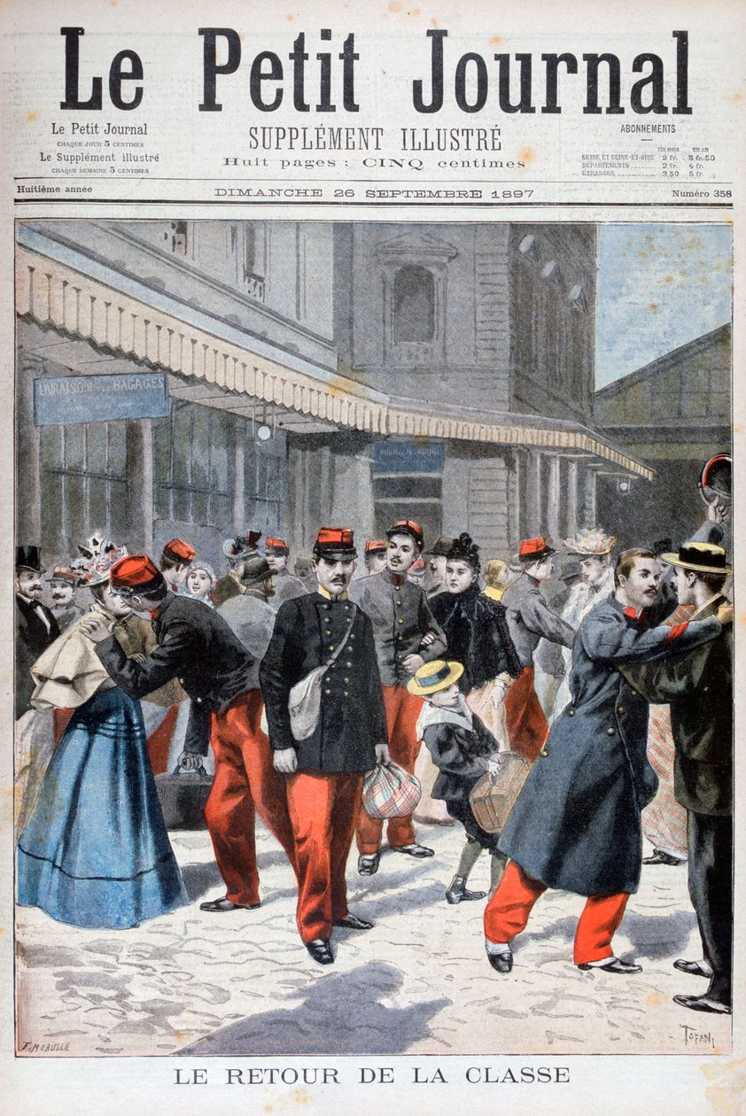 Franske soldater vender hjem, Frankrig, 1897 af Oswaldo Tofani