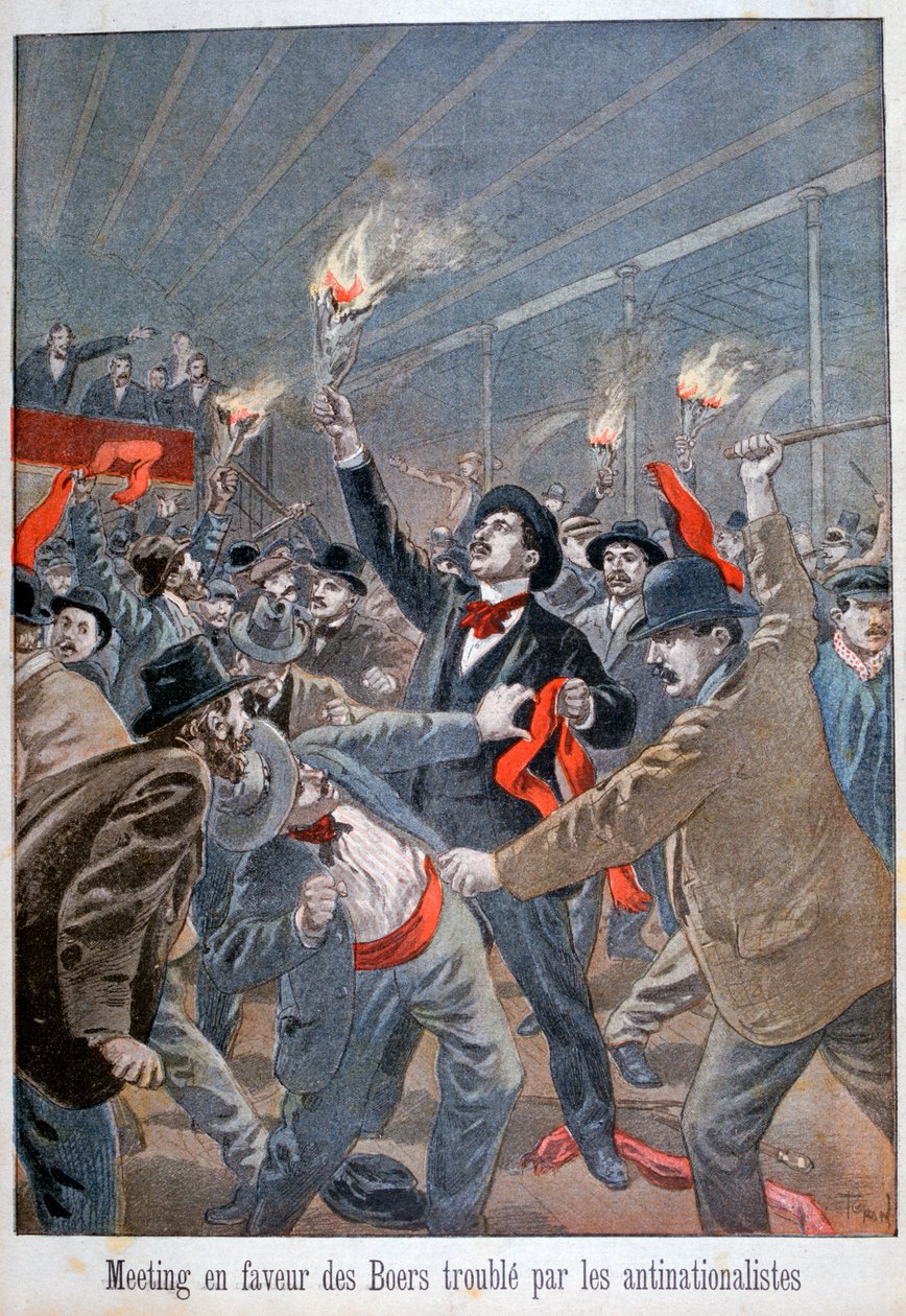 Møde til fordel for boerne forstyrret af anti-nationalisterne, 1900 af Oswaldo Tofani