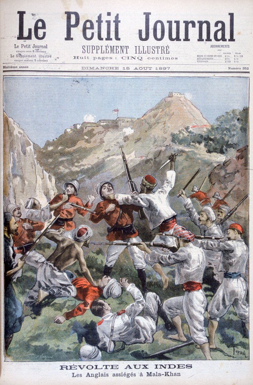 Oprør på den nordvestlige grænse, briterne belejrede ved Malakand, Indien, 1897 af Oswaldo Tofani