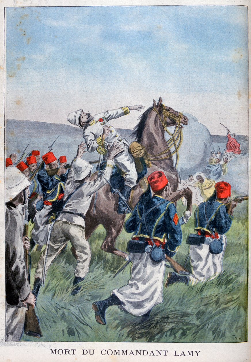 Kommandant Lamys død, Slaget ved Kousséri, 22. april 1900. af Oswaldo Tofani