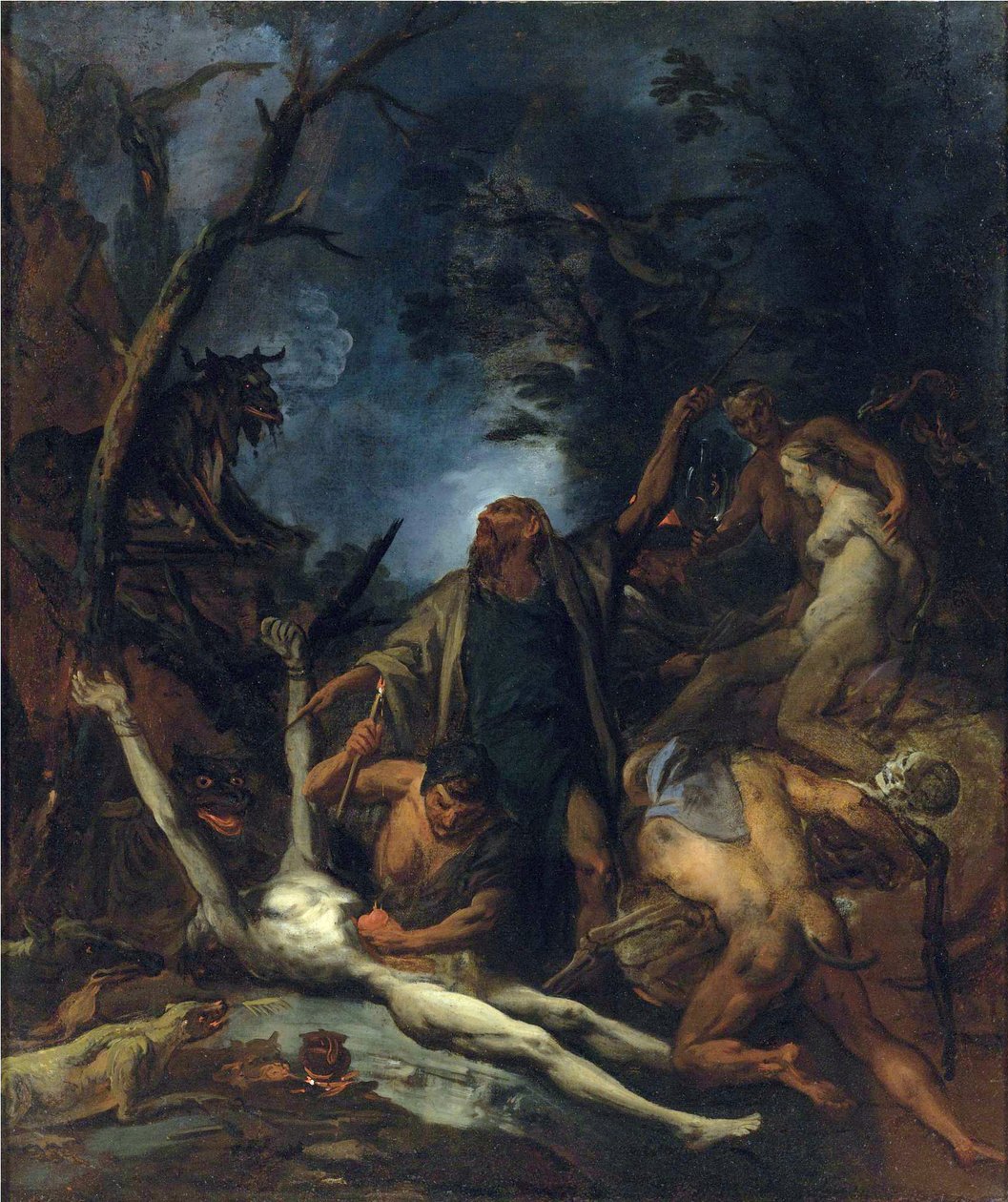 Hekse ved en sort messe - Maleri af Ottaviano Dandini (ca 1706-1740), - Olie på lærred, 97x81,5 - Privat samling af Ottaviano Dandini