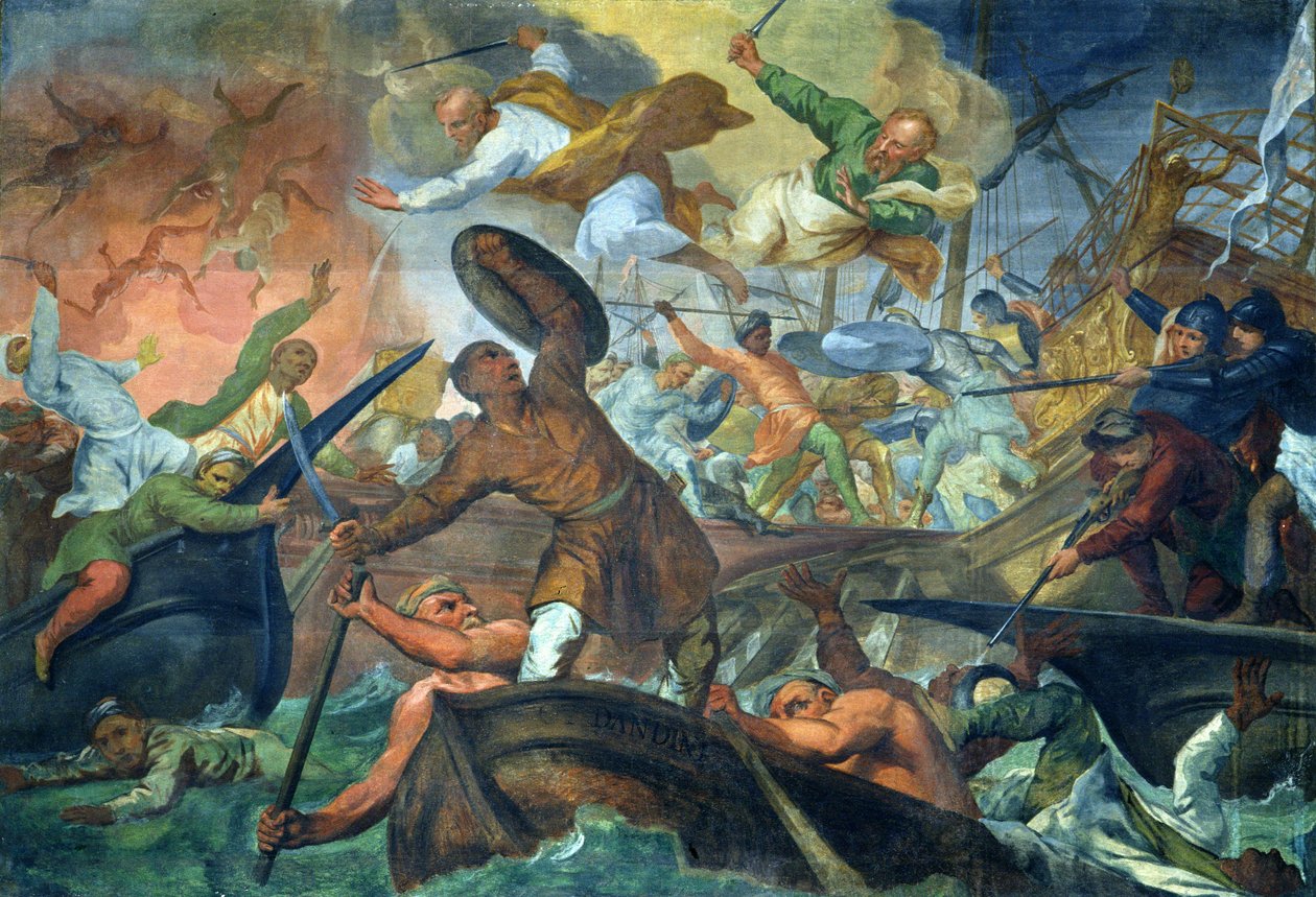 Den mirakuløse indgriben af SS Peter og Paul i slaget ved Lepanto, 7. oktober 1571 af Ottaviano Dandini