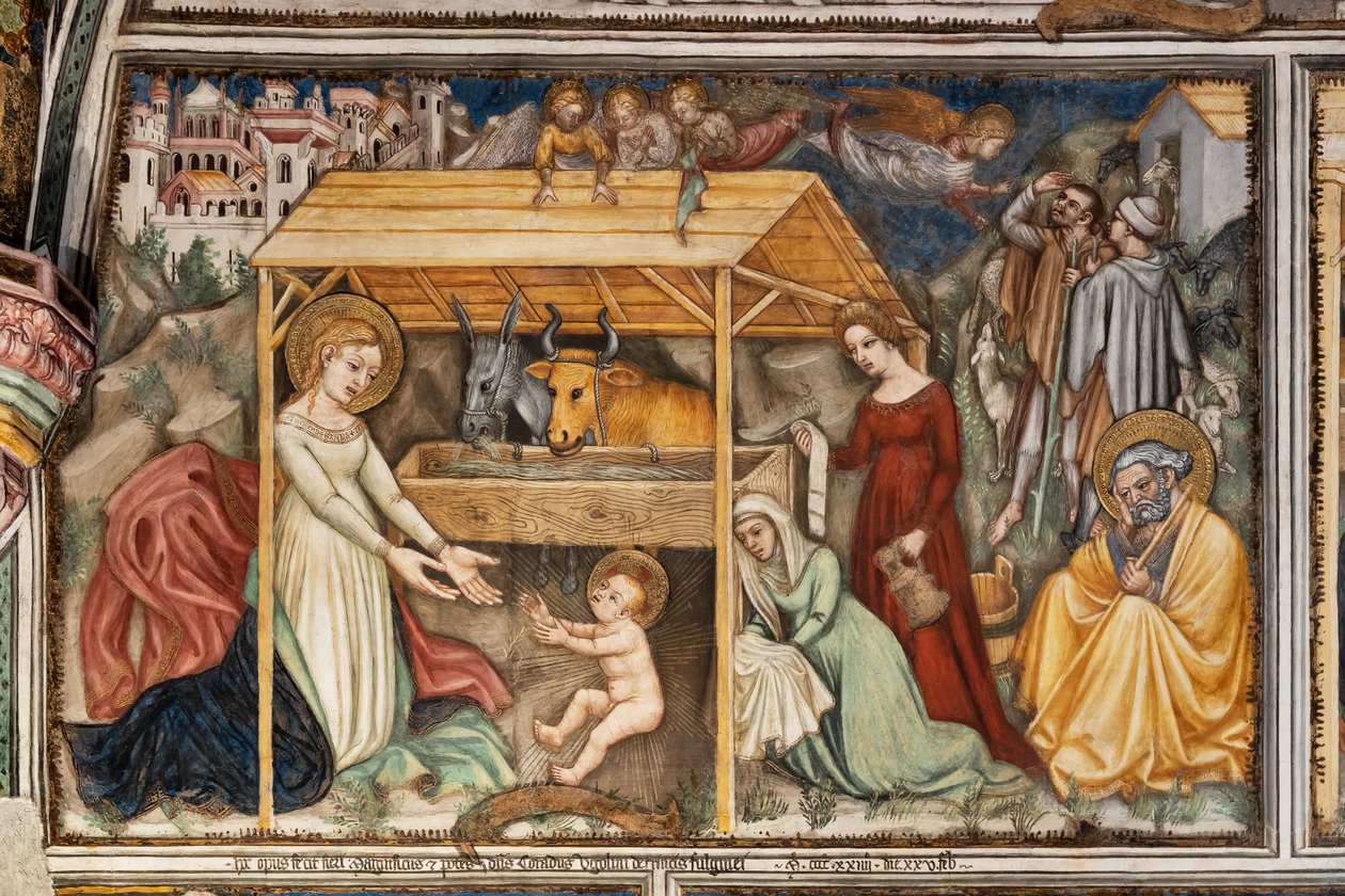 Detalje af en væg: Nativity af Ottaviano Nelli
