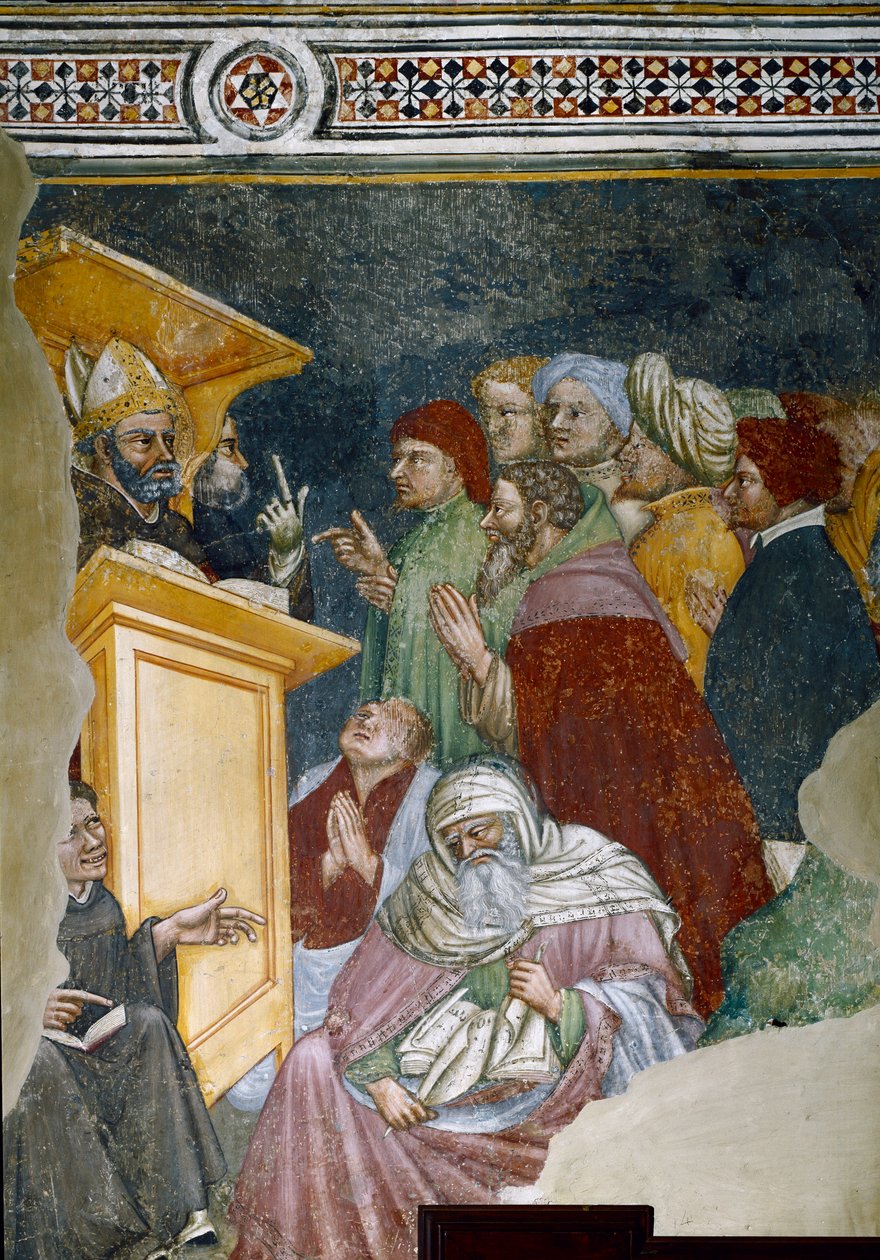 Detalje af Sankt Augustins forkyndelse (fresko af Ottaviano Nelli