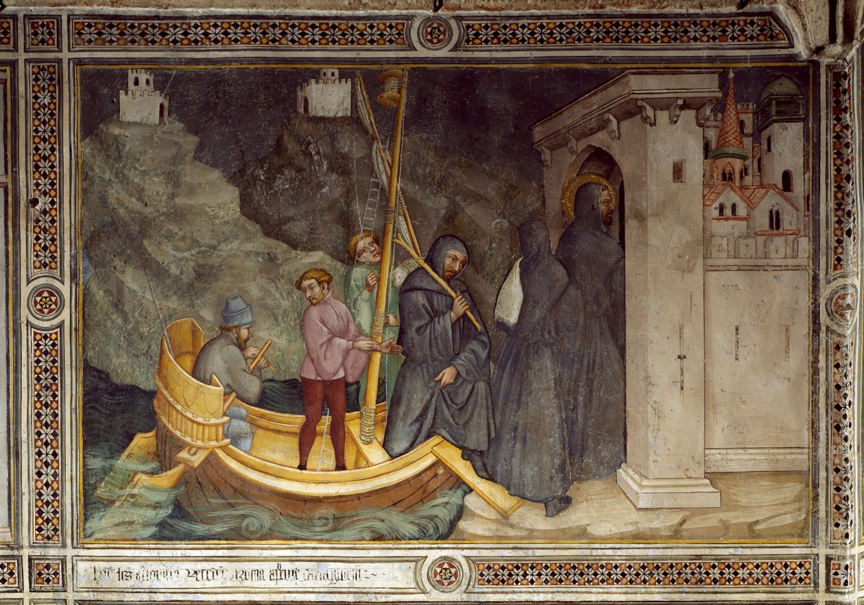 Saint Augustine rejste til Tagasthe og fandt et religiøst samfund (Fresco af Ottaviano Nelli