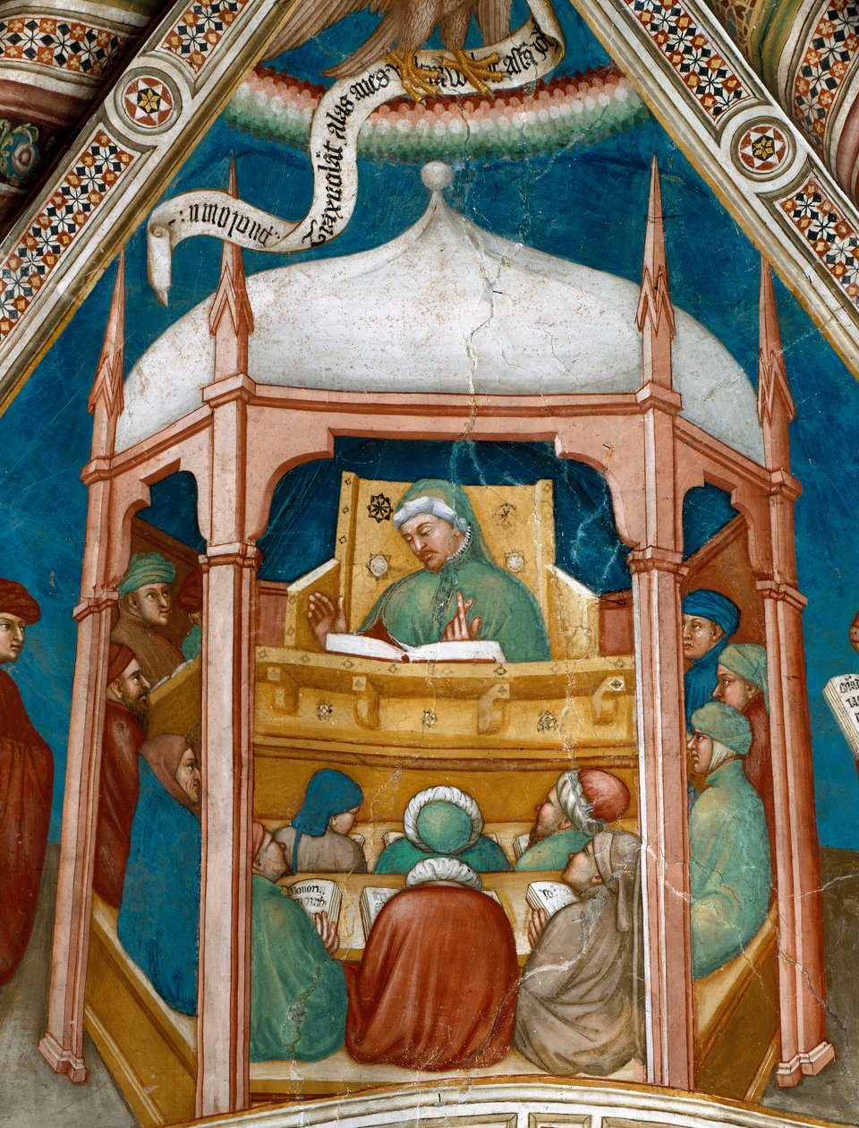 Sankt Augustin underviser i retorik i Kartago. (Fresco af Ottaviano Nelli
