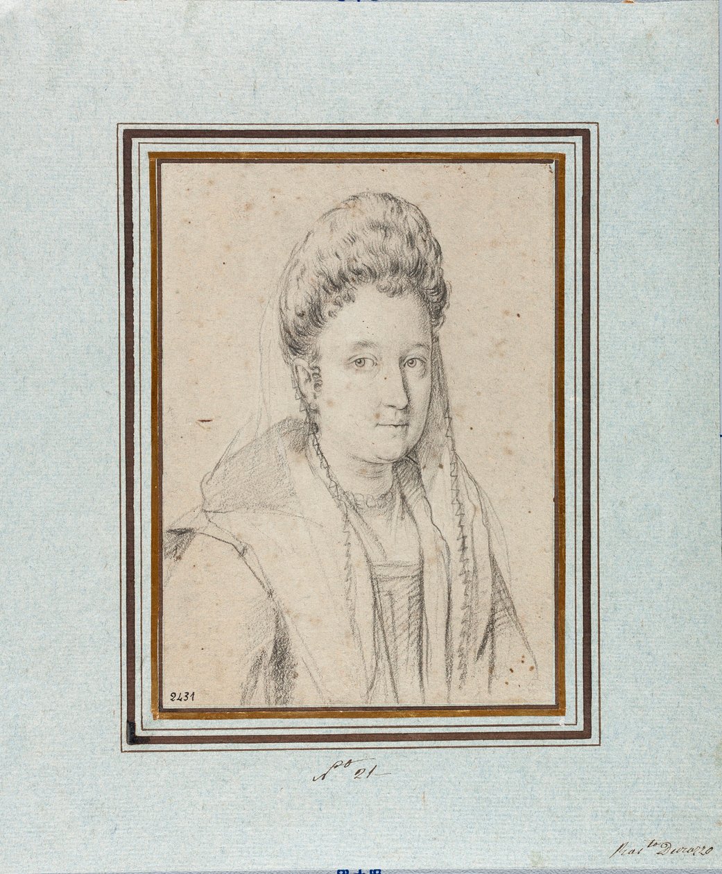 Portræt af Costanza Sforza di Santa Flora (1550-1617), hertuginde af Sora og hustru af Giacomo Boncompagni Tegning af Ottavio Leoni (1578-1630) Genes, Musei di Strada Nuova, inv 2431 af Ottavio Mario Leoni