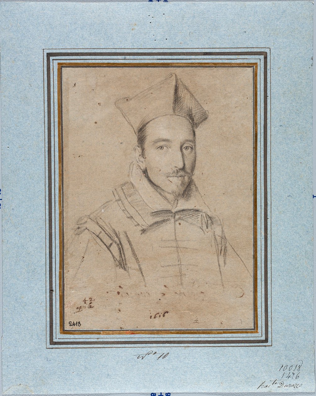 Portræt af prælat sandsynligvis kardinal Francesco Maria Bourbon Del Monte Santa Maria (1549-1627) Tegning af Ottavio Leoni (1578-1630) 1616 Genes, Musei di Strada Nuova, Fondo Disegni, inv 2418 af Ottavio Mario Leoni