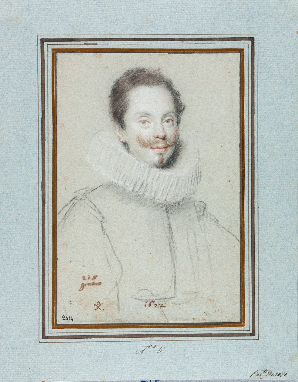 Portræt af markisen Paris Pinelli (1600-tallet) Tegning af Ottavio Leoni (1578-1630) 1600-tallets gener, Musei di Strada Nuova, Fondo Disegni, inv 2414 af Ottavio Mario Leoni