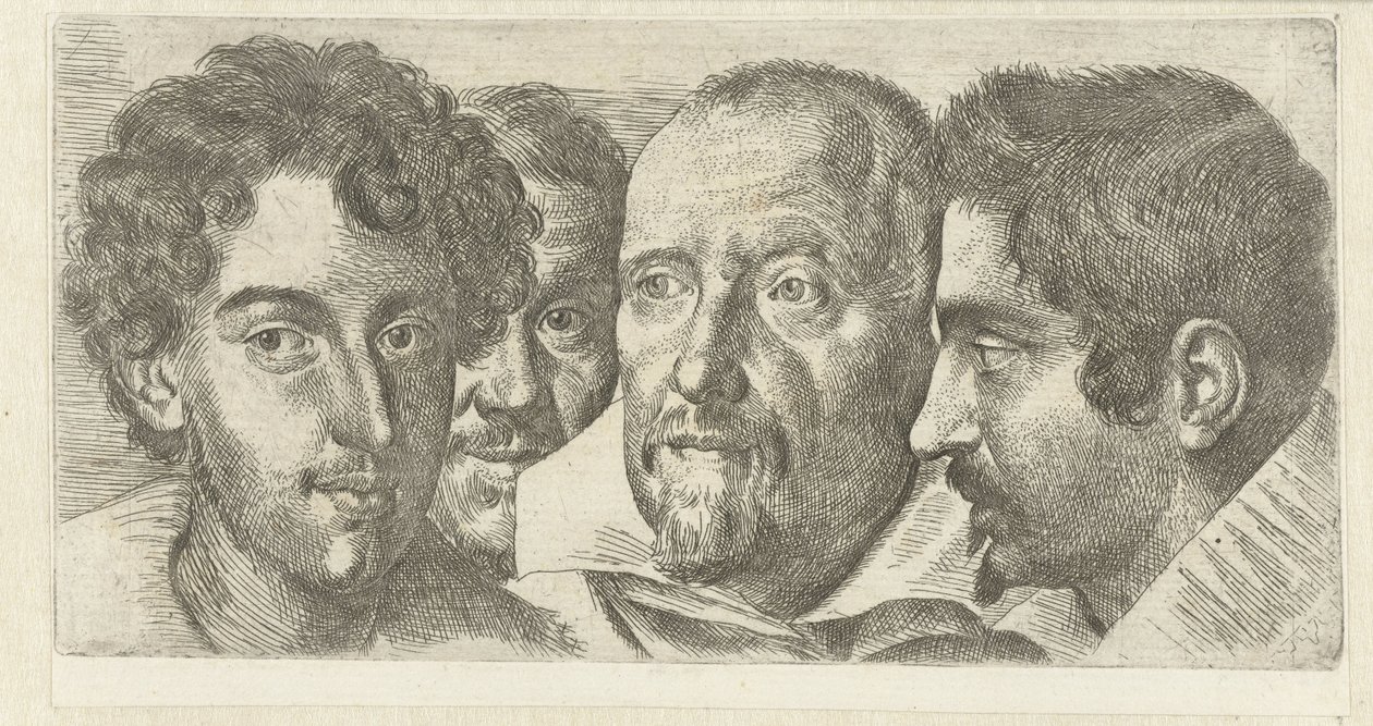 Portret van Cosimo Orsino, Cesare Bartolotti, Sigmund Laire og en selvportret af Ottavio Leoni af Ottavio Mario Leoni