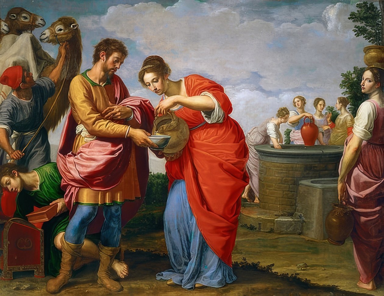 Rebekka og Eliezer ved brønden. Omkring 1626/27 af Ottavio Vannini