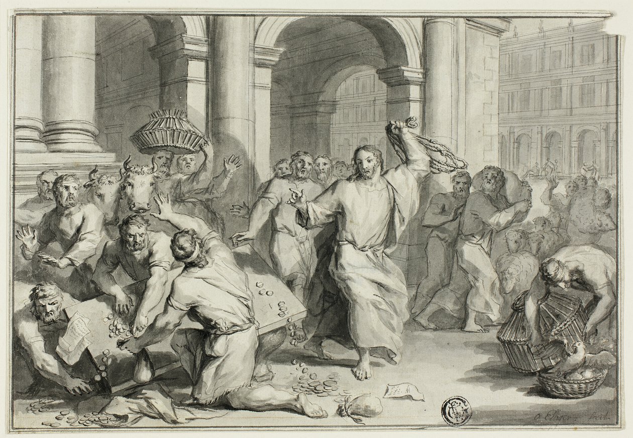 Kristus driver pengevekslerne ud af templet af Ottmar Elliger the Younger
