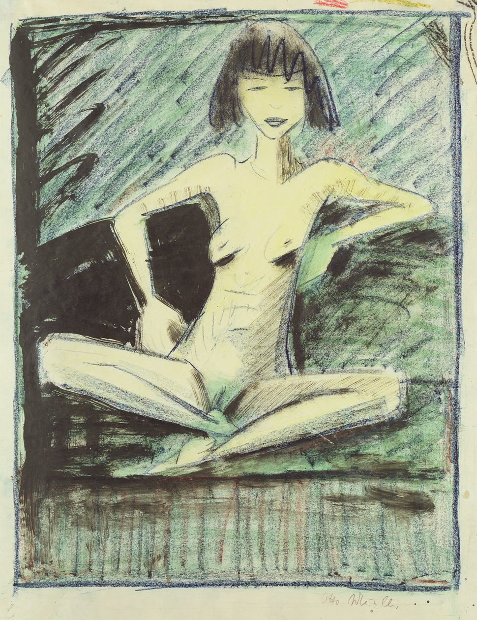 Ung sigøjnerpige, ca.1926 (kridt, pen og wc på papir) af Otto Mueller