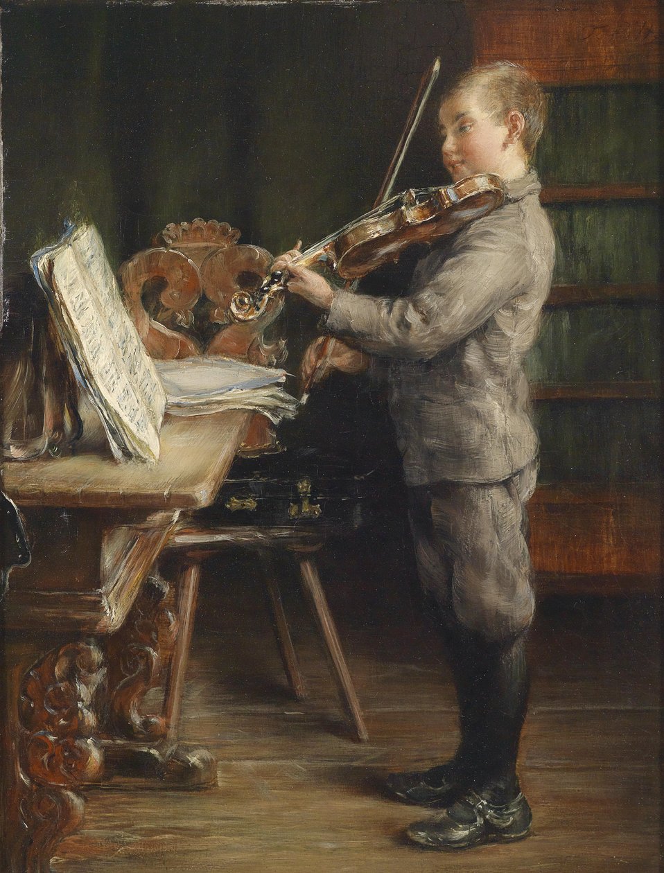 Dreng spiller violin af Otto Piltz