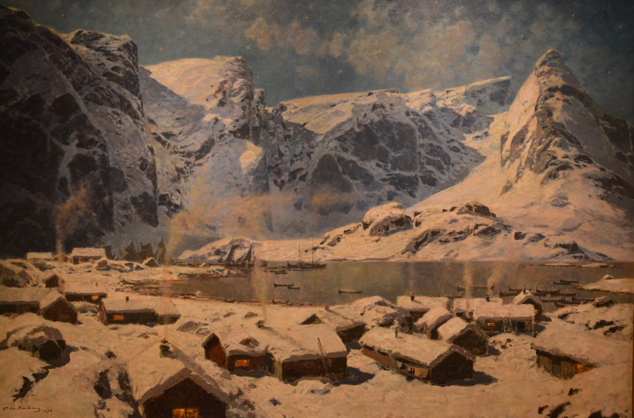 Vinter, Reine i Lofoten af Otto Sinding