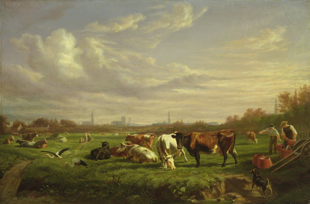 Eng med byen Dammtor bagved, 1856 af Otto Speckter