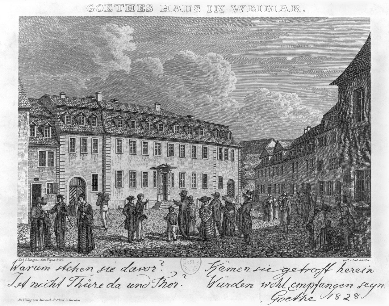 Johann Wolfgang von Goethes (1749-1832) hus i Weimar, graveret af Ludwig Schütze (1807-72) 1827-28 af Otto Wagner