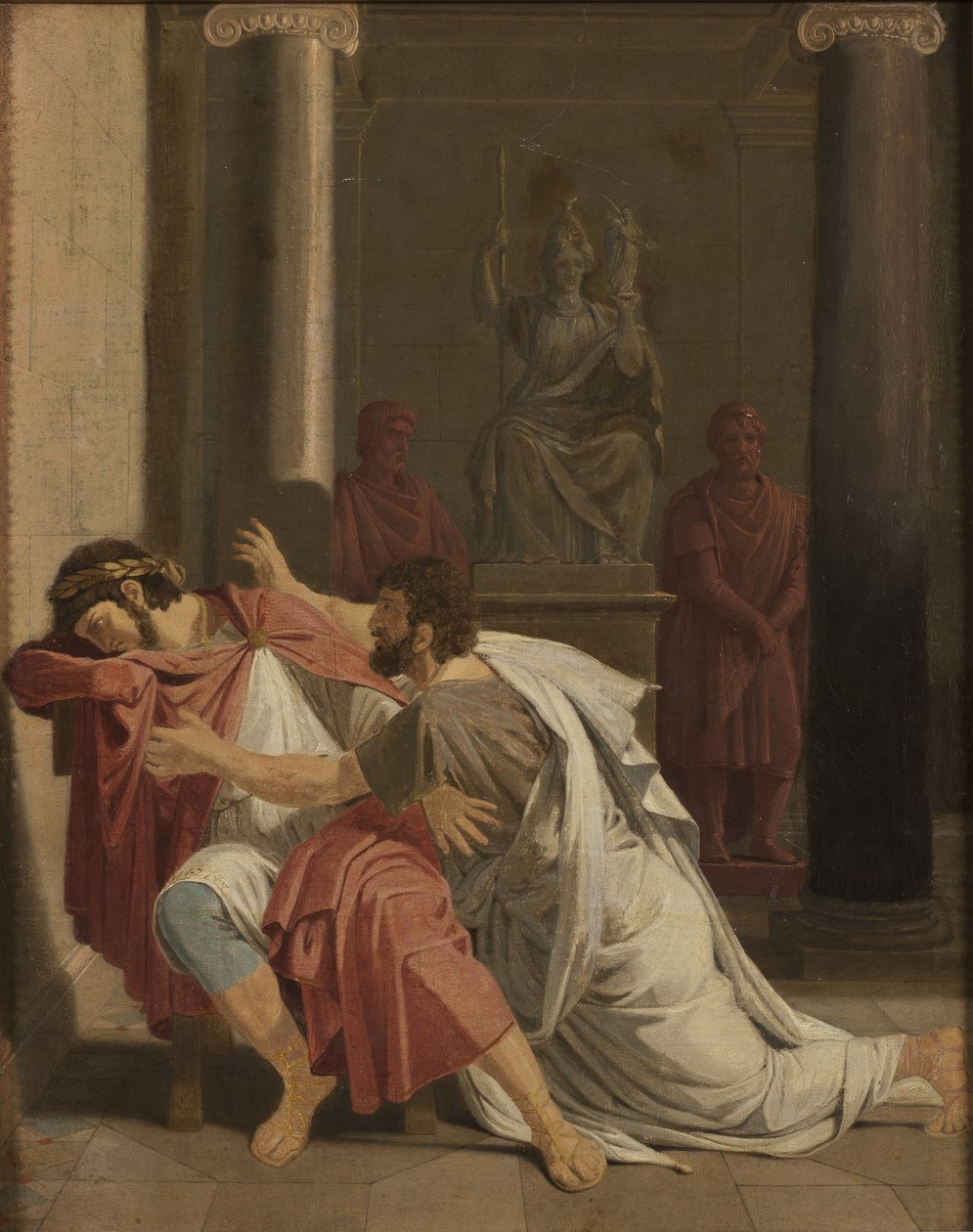 Burrhus, Neros-lærer, lægger sig ned for sin suveræne Herre, 1816 af Otto Wallgren