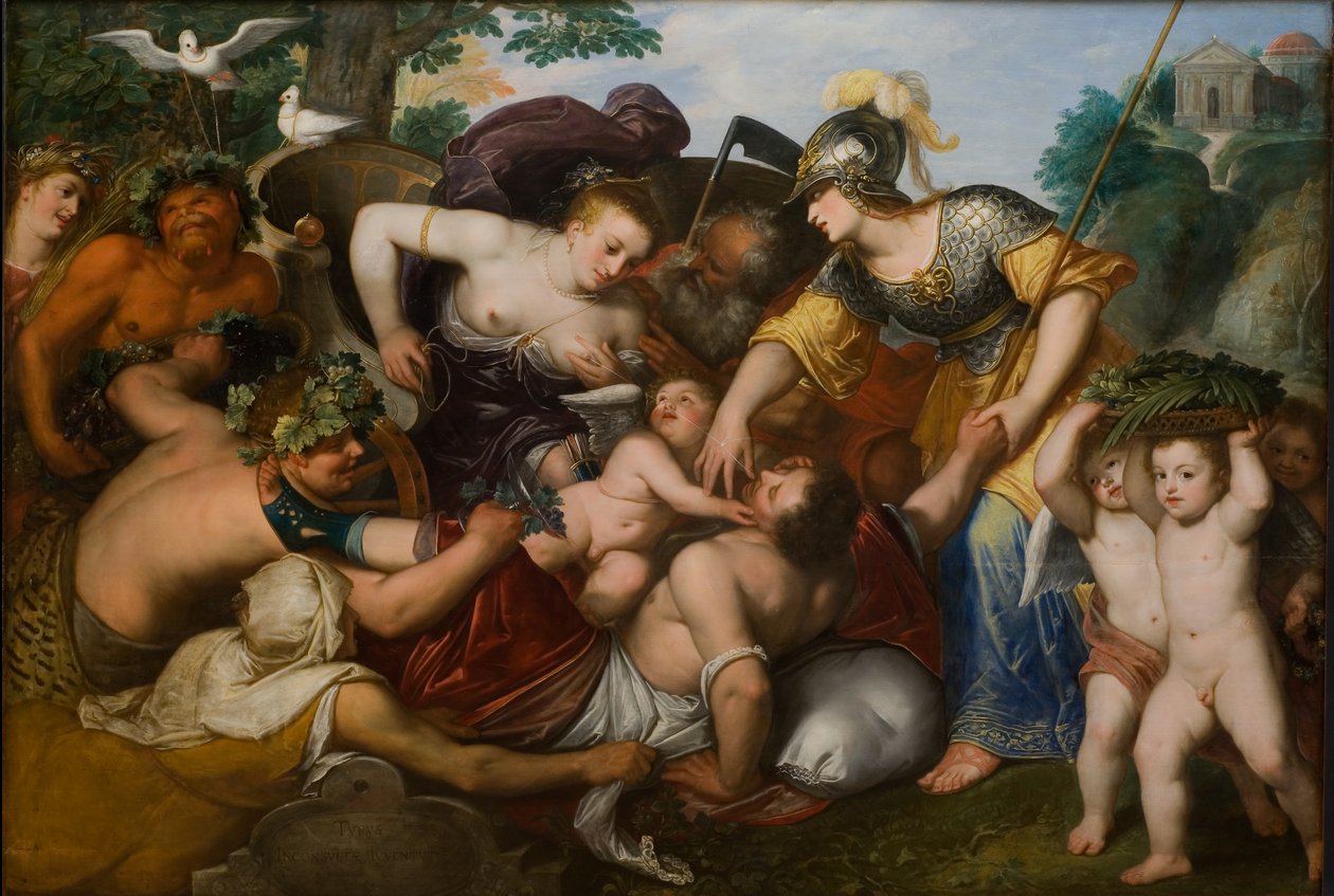 Allegori om ungdommens fristelser, 1648 af Otto van Veen